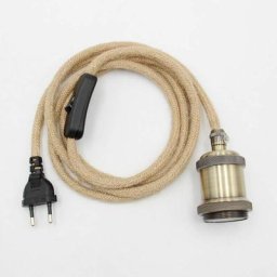 Lustre Corde de Chanvre Câble 1.8m, Douille E27 Interrupteur avec Fil Cable Ampoule, Pour diy Lampe