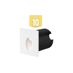 Lot de 10 mini spots led mural Braytron Vector c, carré, blanc, 2W, 3000K, IP65 - Blanc