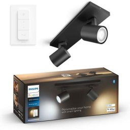 White Ambiance runner Spot barre tube 2x5.5W - Noir (Télécommande incluse), compatible Bluetooth,