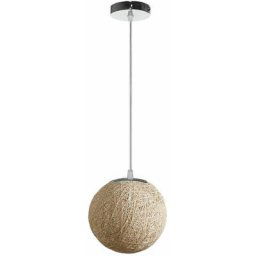 Stoex - Rétro Suspension Luminaire en Rotin Globe Rond 20cm, Lustre Abat-jour diy Lampe Plafond E27