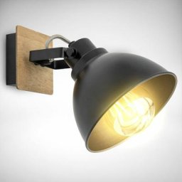 B.k.licht - Applique murale rétro i pivotante i en bois et métal i lampe murale vintage en noir et