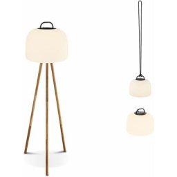 Lampe d'intérieur led 3 en 1 – tripada – lampe en plastique avec pieds en bois d'Hévéa.