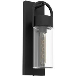 Eglo - Lumière murale Carraro Noir l: 11.5cm b: 13cm h: 38cm Dimmable IP44