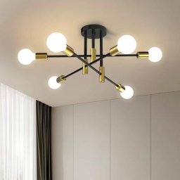 Moderne Plafonnier Industriel Vintage, E27 Lampe de Plafond avec 6-Lumières, Lustre Luminaire en
