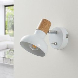 Spot à intensité variable 'Fridolin' en métal pour cuisine - blanc, bois clair