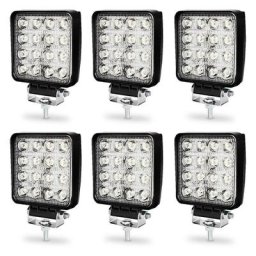 6X 48W Projecteur Phare de Travail 12V 24V led Carré led Moto Spot Feux Additionnels Offroad Lampe