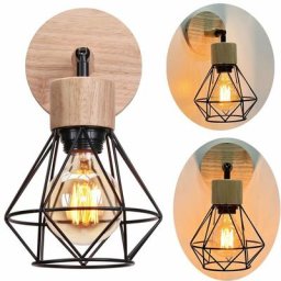 STOEX Applique Murale Intérieur Industrielle, Vintage Abat-jour Réglable Cage Diamant Luminaire