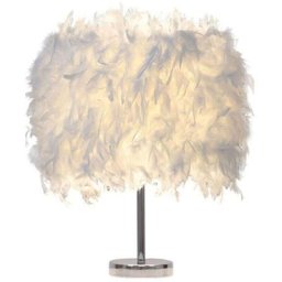 Stoex - Lampe de Table Plume Blanche Moderne Lampe de Bureau Chambre Enfants Chambre