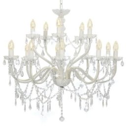 Maisonchic - Lustre Suspension | Plafonnier 2 couches Blanc 15 ampoules E14 59639 - Blanc