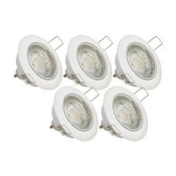 Lot de 5 Spots Encastrés Metal Blanc - orientable - Ampoule led GU10 incluses - cons. 4W (eq. 50W)