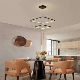 Lampadario moderno nero Lampada da pranzo, 96W Dimmerabile led Lampada a sospensione moderna, 2