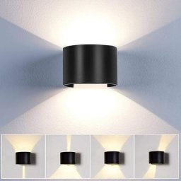 Applique Mural Interieur 12W led Noir, Lampe murale Moderne Up and Down Design Pour Couloir