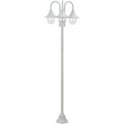 Lampadaire de jardin E27 220 cm Aluminium 3 lanternes Blanc Vidaxl Blanc