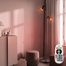 Lampe sur pied rétro spot de salon noir dimmable orientable dans un ensemble comprenant des lampes