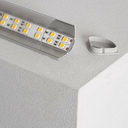 Profilé Aluminium pour Angle avec Capot Continu pour Ruban led jusqu'à 20mm Couvercle Circulaire