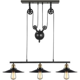 Lustre Suspension Industrielle Luminaire Vintage Plafonnier avec Poulie en Métal Lampe de Plafond