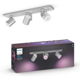 Philips - Hue White & Color Ambiance Spot Argenta x3 Aluminium, Compatible Bluetooth, fonctionne