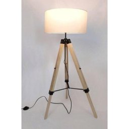 Lampadaire trépied - Eclairage d'intérieur - Lampadaire Elly - Réglable Bois - 145 cm - Crème