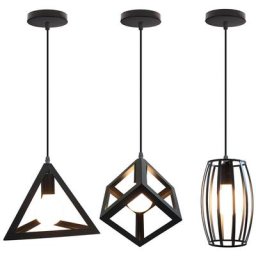 Lot de 3 Suspension Luminaire Design Géométrique Moderne Lustre Suspension en Métal E27 Plafonnier