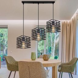 Suspension Lustre Abat jours forme Cage ø 22cm Métal Fer Style vintage 3 Edison E27 Luminaire - Noir
