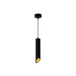 Suspension Moderne GU10 Noire Diffuseur Or H30cm