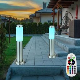 Lot de 2 lampadaires d'extérieur led rgb dimmable télécommande lampes allée de jardin en acier