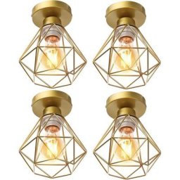 4x Plafonnier Stoex luminaire industriel vintage design rétro cage diamant en fer forge, Lampe de