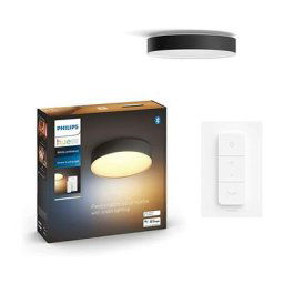 Hue White Ambiance Plafonnier Enrave Medium, Noir, compatible Bluetooth, fonctionne avec Alexa,