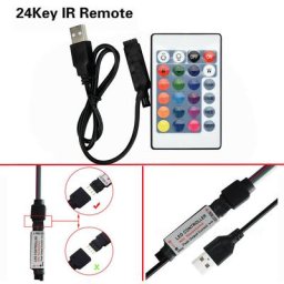 Rgb usb Led Strip ir rf Télécommande 24 Clé 3528 5050 Lampe DC12V