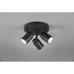 Trio Lighting - Plafonnier Salle de Bain IP44 Angelo Noir mat 3x5W GU10 - Noir
