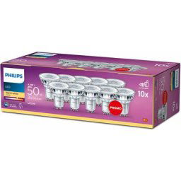 Philips - ampoule led Spot GU10 50W Blanc Chaud, Verre, Lot de 10