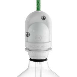 Douille de lampe extérieure e27 blanche. ip65 (rétractable)