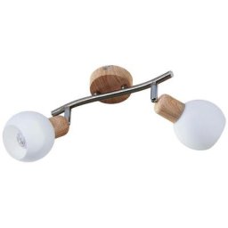 Spot à intensité variable 'Svenka' en verre pour salon & salle à manger - blanc albâtre, bois