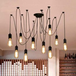 Lustre Suspension Araignee Design Industriel, Rétro Douille E27 Têtes Éclairage Lumières