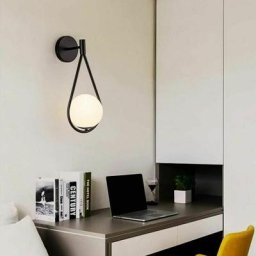 Boule Ronde Applique led Intérieur Noir Applique Réglable Verre Métal Moderne Chambre Lampe De