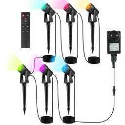 Lot de 6 Spots Piquets Extérieurs, Projecteur de jardin à led avec prise étanche IP65 cob rgb - rgb