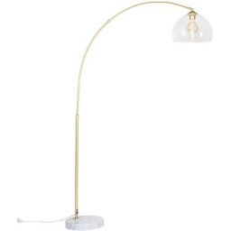 Qazqa - arc - Lampadaire avec abat-jour Moderne - 1 lumière - h 170 cm - Doré/Laiton - Moderne