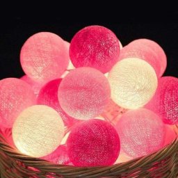 Guirlande lumineuse dextérieur Guirlande Rose Lumineuse Coton Boules Batterie - 3.3M 20 lumières