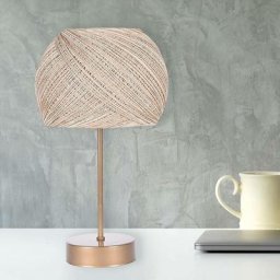 Cotecosy - Lampe à poser Moli H36cm Métal Or rose et Tissu Ecru - Beige clair