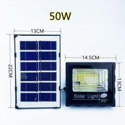 Lampe Solaire Exterieure 50W 100LED Projecteur led solaire impermeable avec telecommande, cordon de