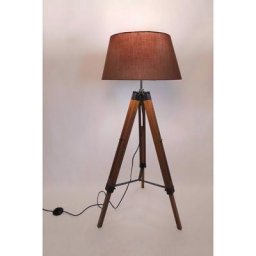 Lampadaire trépied - Eclairage d'intérieur - Lampadaire Lilly - Réglable Bois - 145 cm - Brun/Crème