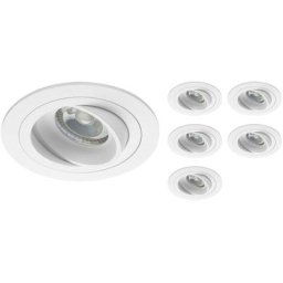 Lot 6x Noxion Encastré Spot Logic MR16 inclinable Blanc Diamètre 80mm - GU10 Culot