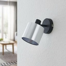 Spot à intensité variable 'Joudy' en métal pour salon & salle à manger - aluminium brossé, noir mat