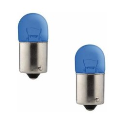 2x ampoule 12V 5W BA15S bleu petit globe simple filament
