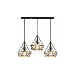 Lustre Suspension Industrielle Cage Corde de chanvre Abat-jour pour Cuisine Salle à Manger Bar