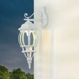 Licht-erlebnisse - Applique extérieure Brest blanche au design rustique en forme de lanterne