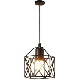Stoex - Lustre Suspension Métal Noir, Plafonnier Salle à Manger Fer Forgé, Câble Réglable Ampoules