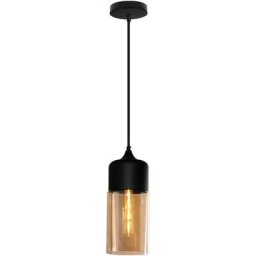 Suspension Design Style Retro Vintage Contemporain Couleur Fumé , Lustre Abat-jour en Verre Corde