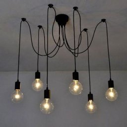 Lustre Suspension Araignee E27 Douille Rétro Industriel abat-jour Noir, diy Ajustable Longueur avec