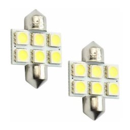2x ampoule navette led blanc 12V 5W longueur 31mm 6x smd 5050 voiture japonaise remorque moto camion